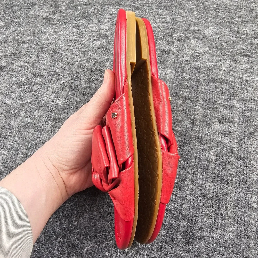 Kate Spade Slide Sandals Knotted‎ Bow Red 5
